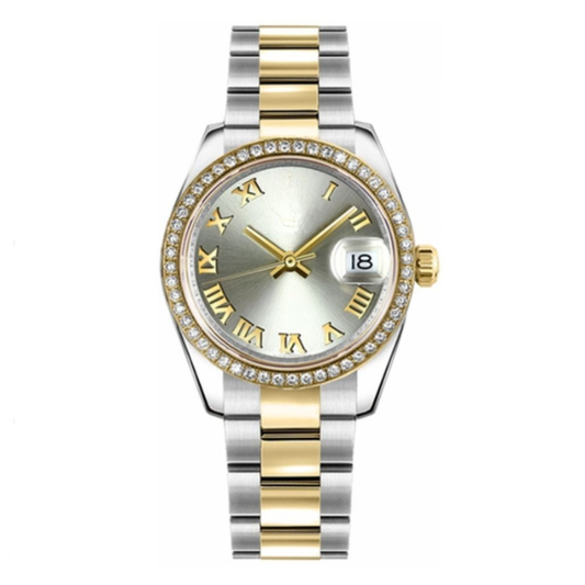 Classic 41 – Slate Grey Dial | Steel & Gold Tone Bracelet & Diamond Bezel